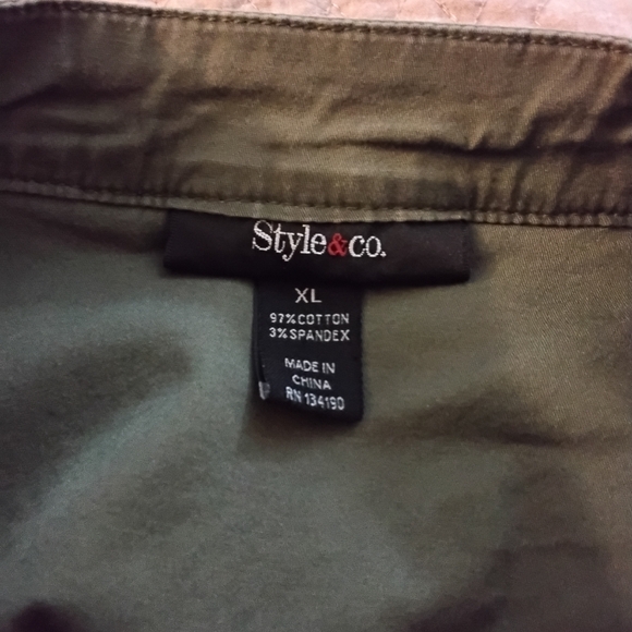 Womens STYLE & CO Army/olive Green Button Front Jacket, Size XL - Picture 11 of 12